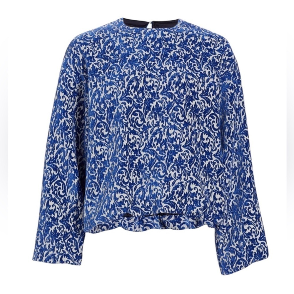 DRIES VAN NOTEN.Capo Paisley Jacquard Gathered-hem Shirt In Blue.